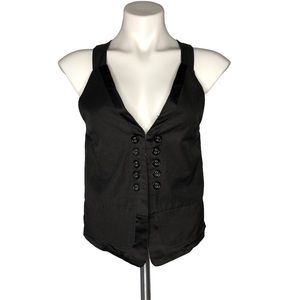 Duo Black Faux Button Front Vest